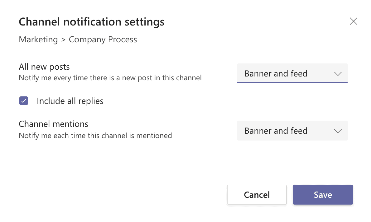 Microsoft Teams notifications