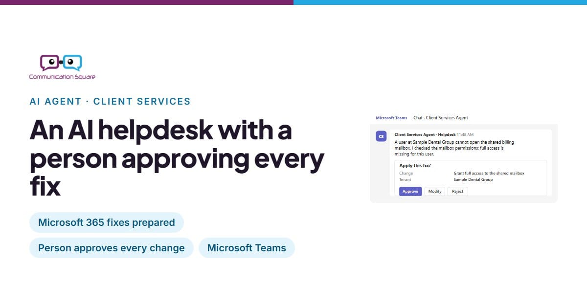 AI helpdesk working with a person in Microsoft Teams