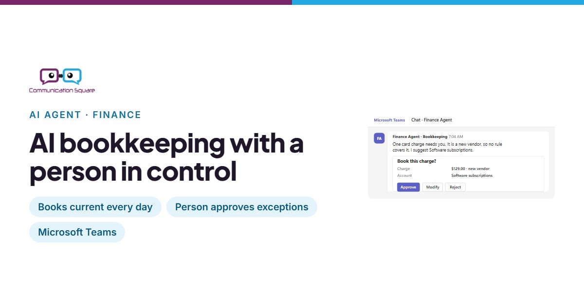 AI bookkeeping working with a person in Microsoft Teams